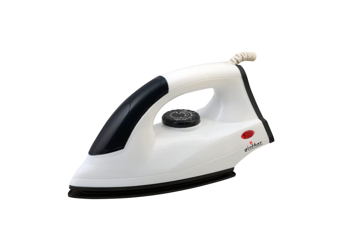 Girdhar 750 watt Light Weight Dry Iron With American Heritage Non Stick Sole Plate, Aerodynamic Design, Easy Grip Temperature Knob & 1 years Warranty (Duster Blue)