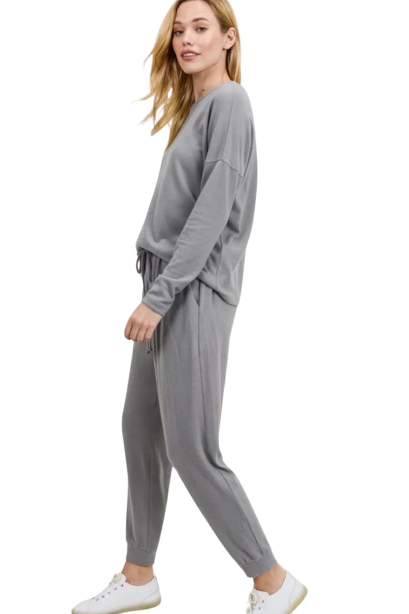 Tuta da donna / Homewear | Tuta da jogging | 2 pezzi tuta da casa / Tracksuit | Abbigliamento sportivo, Grigio, L