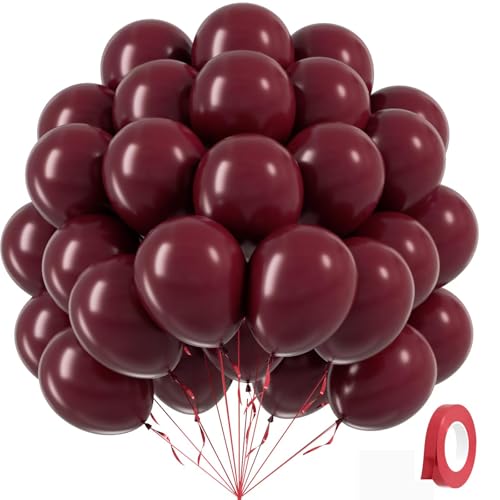 Burgundy Balloons 12 inch Maroon Balloons 50pcs Party Balloons for Birthday Graduation Wedding Baby Shower Valentines Day Party Decorations