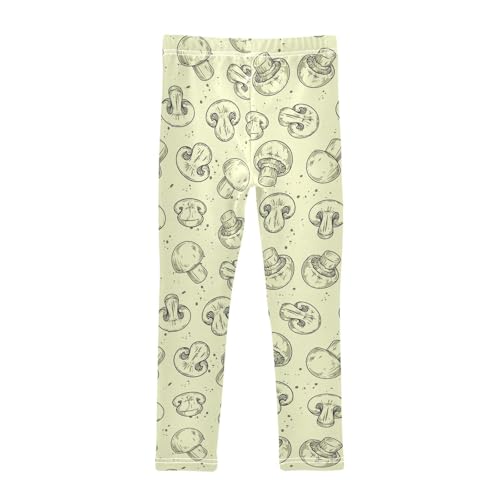 ZZKKO Girls Leggings Whole and Sliced Fresh Champignons Toddler Girls Clothes Leggings for Girls Toddler Girls Leggings 3-4T2