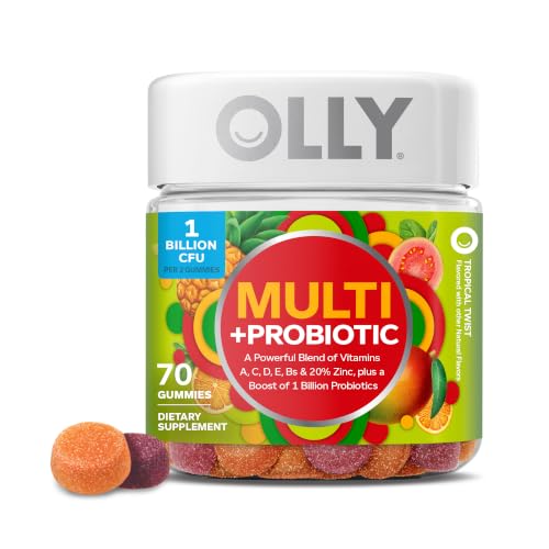 OLLY Multi + Probiotic Adult Multivitamin Gummy, Digestive and Immune System Support,* Chewable...