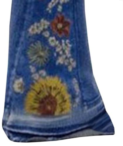 Women's Floral Embroidered Bell Bottom Jeans Distressed Denim Pants Plus Size High Rise Wide Legs Flare Jeans4