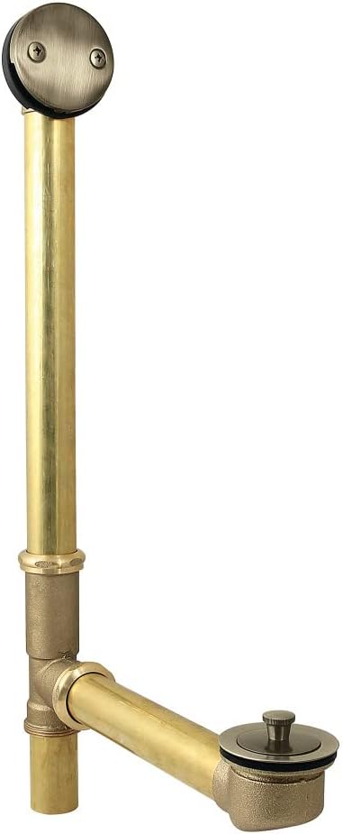 Kingston Brass DTL1203 25-Inch Trip Lever Waste and Overflow with Grid, 20 Gauge, Antique Brass