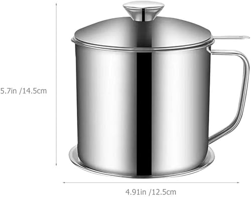 Miniatura 4 de Hemoton 2 piezas de colador de aceite para tocino lata de grasa de acero inoxidable contenedor de grasa de cocina para Keto Paleo aceite de cocina