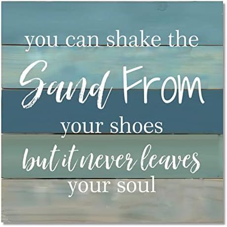 Wooden Sign You Can Shake The Sand from Your Shoes Aesthetic Wood Sign Plaque with Quote Wood Board with Ropes Inspirational Wood Decoration Home Decor for Bedroom Beach House image 5