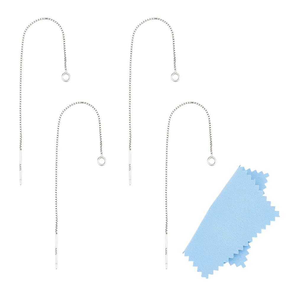 UNICRAFTALE 4 pz Fili per Orecchini Larghi 1mm 80mm 925 catena In Argento Sterling Orecchini Pendenti Fili per Orecchini con Passante Orecchini A Catena con Nappa per La Creazione di Orecchini