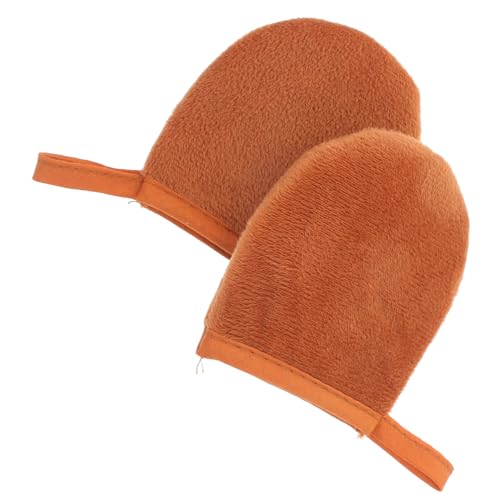 Baluue 2 Piezas Herramienta De Bronceado Aceite Bronceador Bloqueador Solar Crema Hidratante Con Protector Solar Loción Guantes De Protección Solar Manopla Para Broncearse Felpa