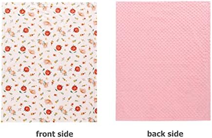 LAT LEE AND TOWN Minky Baby Blanket 78x100cm Silky Soft Micro Fleece Baby Blanket with Dotted Backing, Printed Animal Throw Blanket for Boys (Flowers)