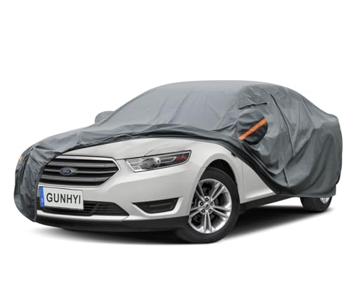 Image of GUNHYI Premium Car Cover Custom Fit Ford Taurus, 16 Layers Heavy Duty Car Cover Waterproof All Weather with Zipper Door for Sun Rain Snow Dust Uv Protection