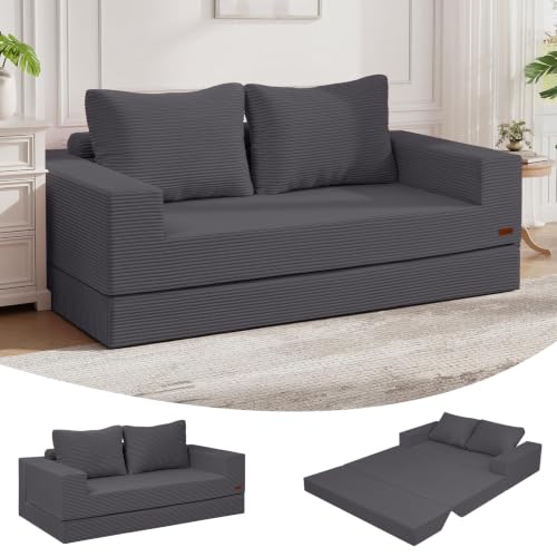 Image of COMAX Boneless Loveseat, 59 inch Convertible Sofa Bed, Folding Small Futon