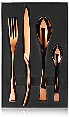 Fork Knife Spoon Set,TtoyouU 4pcs Stainless Steel Bronze-colored Flatware Dinnerware Set in A Fine Gift Box