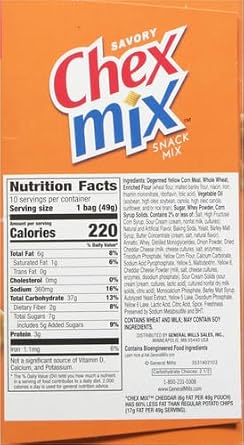 Chex Mix Cheddar Snack Mix, Multipack, Single Serve Snack Bags, 10 Ct, 17.5 oz