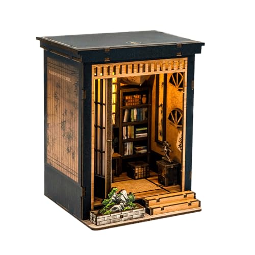 Kits de casa en miniatura para adultos, decoración de escritorio de estilo japonés de madera, juego de casa de libros en miniatura, para adultos, coleccionistas, vacaciones, cumpleaños, actividades