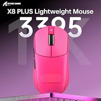 ATTACK SHARK X8PLUS Mouse with Grip Tape for Large Hand, 55g Superlight, PixArt PAW3395PRO Gaming Sensor, BT/2.4G Wireless/Wired, 6 Adjustable DPI up to 40000, 500mAh Battery (Berry Red) – Ansicht 3