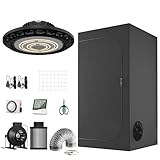 TopoGrow 2'x2' Grow Tent Complete Kit Package 300W UFO LED Grow Light Lamp Full-Spectrum Indoor 24'X24'X48' Grow Tent 4' Filter Inline Fan Ventilation Kit,Hydroponics Plants Greenhouse Growing Kit