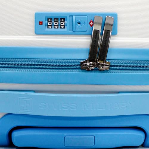 Image of SWISS MILITARY Star Luggage Bag, Textured Hard-Sided Trolley Bag, Cabin Luggage, Overnighter Trolley Bags|Durable ABS Body, Ergonomic 360 Rotatable Wheels, TSA Lock, 20 inches, White