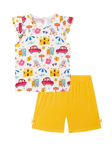 Image of Toddler Girl Short Sets Bamboo Viscose Sleeveless Summer Outfits 2 Piece Clothing Set