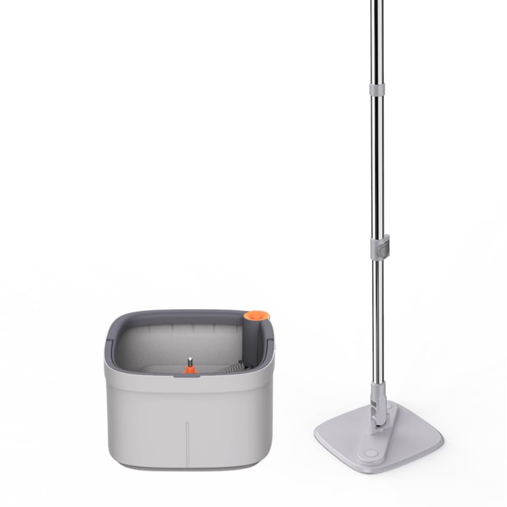 Juego de fregona giratoria y Cubo con Sistema de separación automática de Agua Sucia y Limpia, Cabezal Cuadrado Giratorio de 360° con escurrido automático para Suelos de Madera,