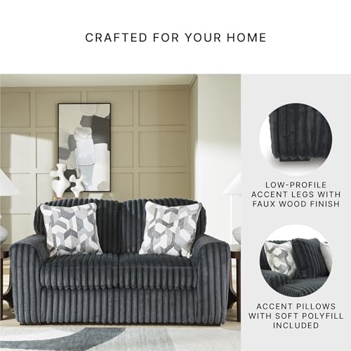 Image of Signature Design by Ashley Midnight-Madness Corduroy Loveseat, Gunmetal