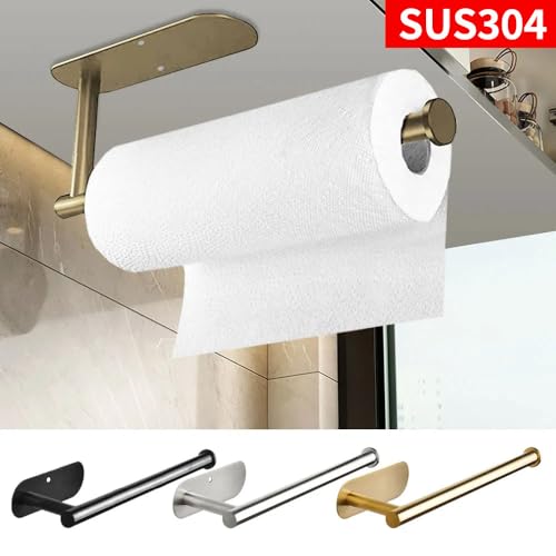 Soporte para toallas de papel de cocina adhesivo para organizar baños sin taladrar la pared 4