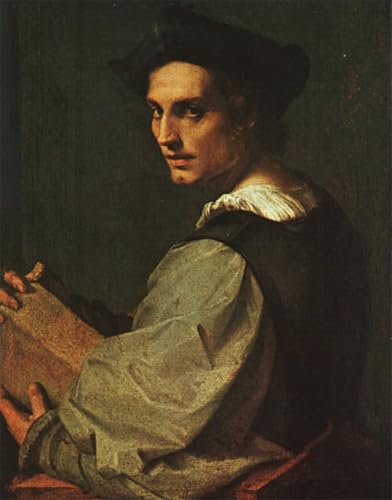 Pintura murales lienzo vintage 60x90cm del retrato de un hombre de Andrea Del Sarto para hogar