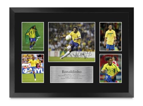 Ronaldinho recuerdos de fútbol para decorar tu salón con este cuadro A3 enmarcado HWC