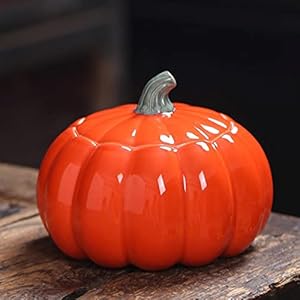   NUOBESTY-1pc-Pumpkin-Storage-Jar-Pumpkin-Shape-Ceramic-Container-with-Lid-Orange-Pumpkin-Canister-for-Candy-Cookie-Food-Tea-Halloween-Party-Storage