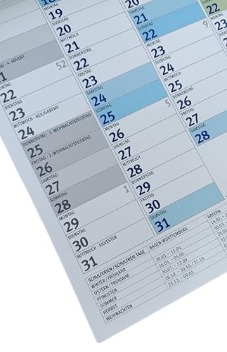 MARZEI24® Din A2 Wandkalender für 2026, 14 Monate, Jahreskalender Monatsübersicht, (59,4 cm x 42 cm),Planer Termine, Büro, Zuhause, Jahresplaner, Monatsplaner, Familienkalender, Kalender gefaltet