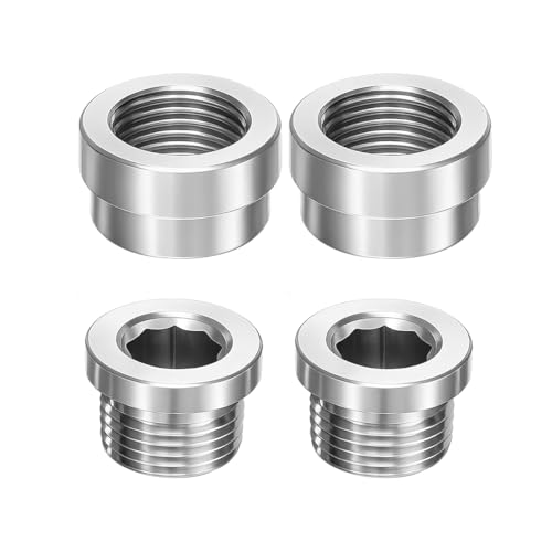 Ywdiml 4PCS M181.5 Car Stepped Mounting Bung and Plug 304 Stainless Steel Vehicle Oxygen Sensor Bung Automotive Sensor Notched Nut Weld Plugs Accessories Universal for SUV Sedan Truck