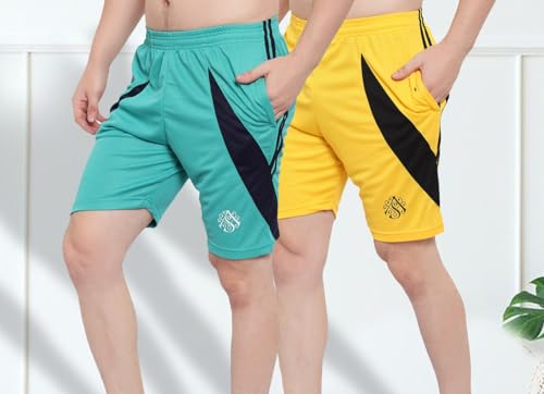 Image of DIA A DIA Men's Polycotton Running Sports Gym Shorts Pack of 2
