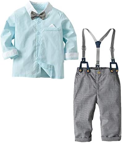 Happy Cherry Baby Boys Gentleman Bowtie Suits Formal Short/Long Sleeve Overall Set