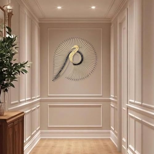 Image of SNS DECOR Metal Peacock Wall Art Decorations | Perfect 3D Wall Sculpture For Living Room, Bedroom, Drawing Room & Office (Medium 20x22inch)