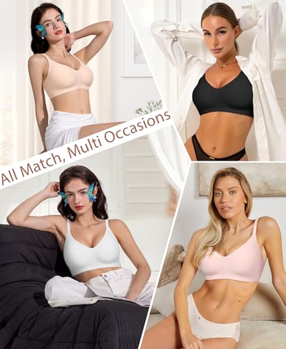 Image of Ganado Seamless Wireless Bras for Women No Underwire Bras Supportive Bralette Padded Comfort T Shirt Bra