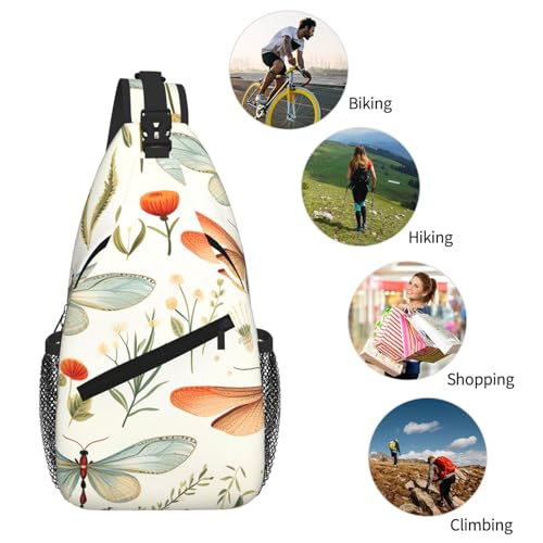 Bolso bandolera unisex con diseño de pájaro y libélula miniatura 6