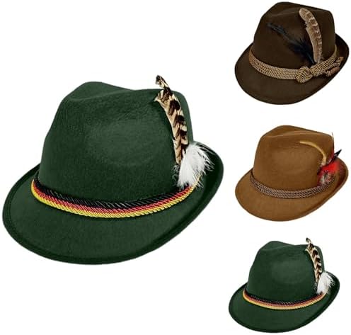 KBOPLEMQ Chapeau Traditionnel Bavarois Pour Homme Avec Plume Et Cordon