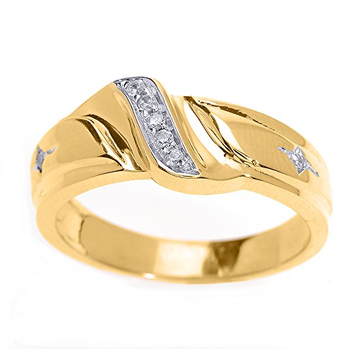 Men's 14k Yellow Gold 7-Stone Diamond Wedding Band