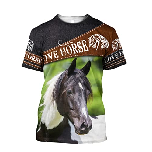 T-shirt cheval imprimé 3D grande taille unisexe en taille S coloris 54
