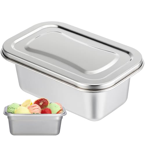 YARNOW Ice Cream Freezer Container with Lid, 0. 7 Quart, 304 Stainless Steel, Ideal for Homemade Ice Cream, Sorbet, Yogurt Or Gelato