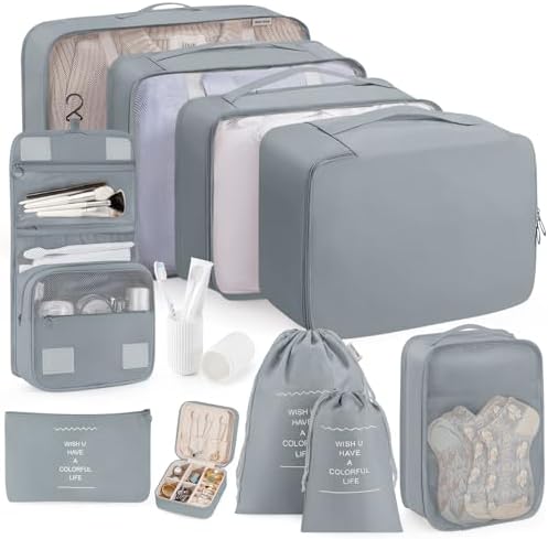 Packing Cubes 11 Set, Suitcase Organizers, Luggage Organizer Bags...