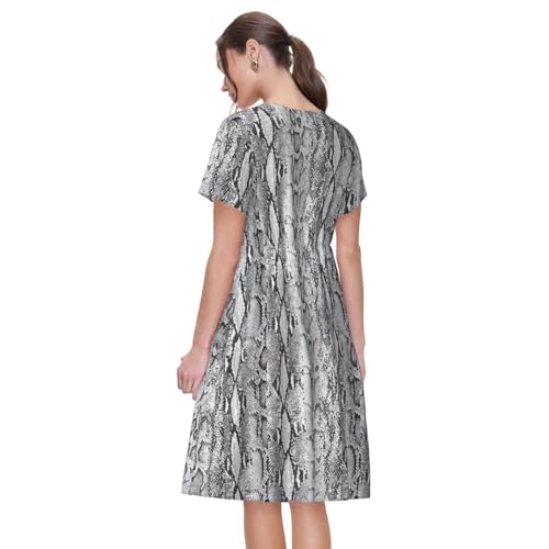 Robe décontractée serpent noir et blanc fluide et légère de fête - 5