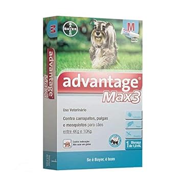 Antipulgas e Carrapatos Bayer Advantage Max3 Embalagem Econômica para Cães - 3 Bisnagas - de 4 a 10kg