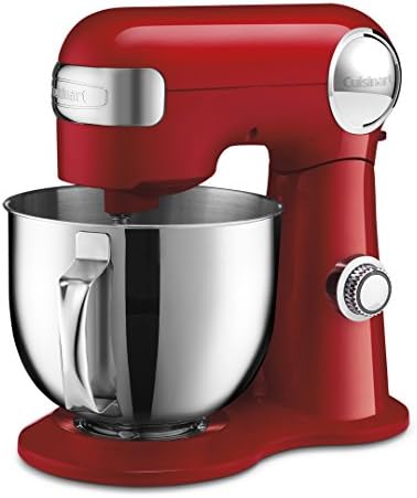 Cuisinart Stand Mixer, 12 Speed, 5.5 Quart Stainless Steel Bowl, Chef’s Whisk, Mixing Paddle, Dough Hook, Splash Guard w/ Pour Spout, Ruby Red, SM-50R, Manual - Thumbnail 3