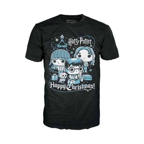 Funko Boxed tee: Harry Potter Holiday - Ron, Hermione, Harry - Small - (S) - Camiseta, Franela - Ropa - Idea Manga Corta para Adultos Hombres y Mujeres- Mercancia Oficial