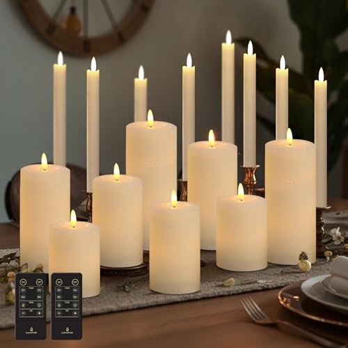 Bougies LED sans flamme cire de paraffine lot 18 pièces vacillantes