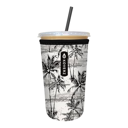 Image of Iced Coffee Sleeve, Insulated Neoprene Cup Sleeve, Fits a 24 Oz. Coffee Cup, Washable and Reusable, Iced Coffee Accessories, Medium Palms