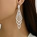 Sparkly Silver Crystal Dangly Earrings for Women Trendy, Statement Cubic Zirconia Drop Dangle Earring Long Rhinestone Tassel Party Prom Ear Jewelry Gift (Silver)