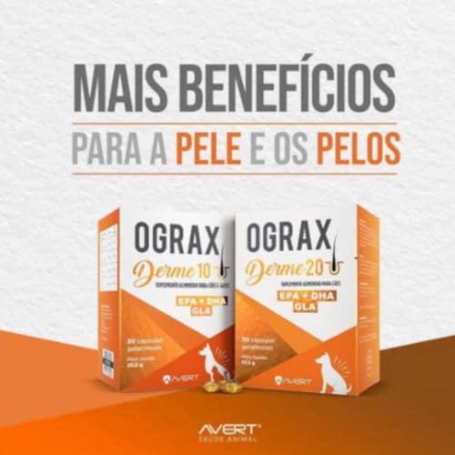 Ograx Derme 10 Suplemento DHA EPA GLA AL Cães e Gatos 30 Cápsulas Avert