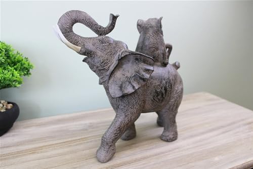 Caths Direct Mother Elephant with Young Elephants Climbing On Her Back Figurine