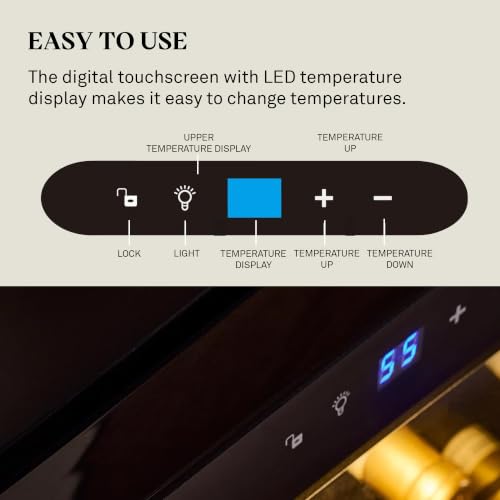 Image of Wine Enthusiast 33-Bottle Compressor Wine Cooler w /Upright Bottle Storage - Freestanding 3.3 Cu. Ft. Wine Refrigerator, LED Digital Control Panel, Energy-Efficient Cooling of 41-64F