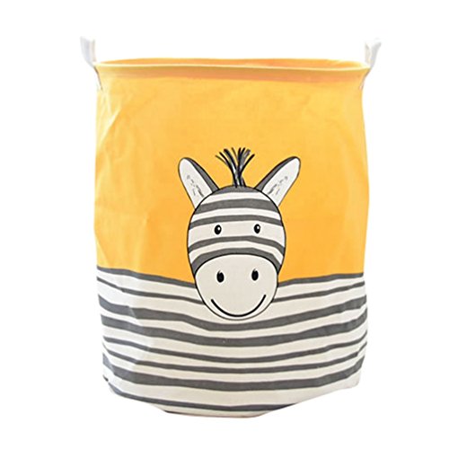 JEELINBORE Plegable Cesta para la Ropa Sucia Cesta de Almacenamiento Organizador Niños Juguetes Ropa Cestos para la Colada con Asas (Burro Amarillo, 40 * 50cm) Cover